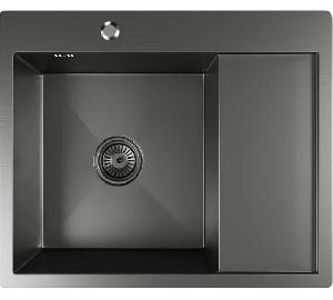 MIXLINE Мойки для кухни 60х50 (3,0) лев. вып 3 1/2  MIXLINE PRO 20см с сифоном (черный графит)